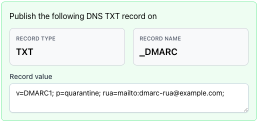 DMARC generator result screenshot