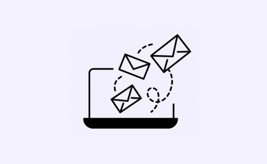 Illustration of emails being sent to computer