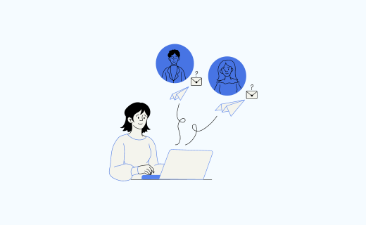 Illustration of a user sending emails