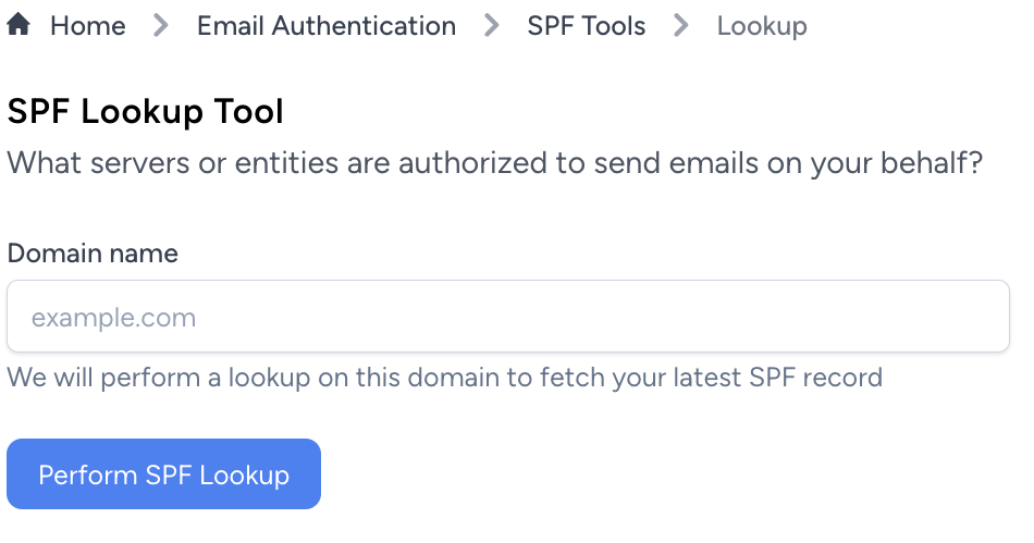 SPF record lookup screenshot from EmailGuard